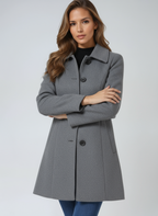 Manteau d'Hiver Femme à Simple Boutonnage Coupe Ajustée Col Structuré - Hiverline