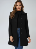 Manteau d'Hiver Femme à Simple Boutonnage Coupe Ajustée Col Structuré - Hiverline