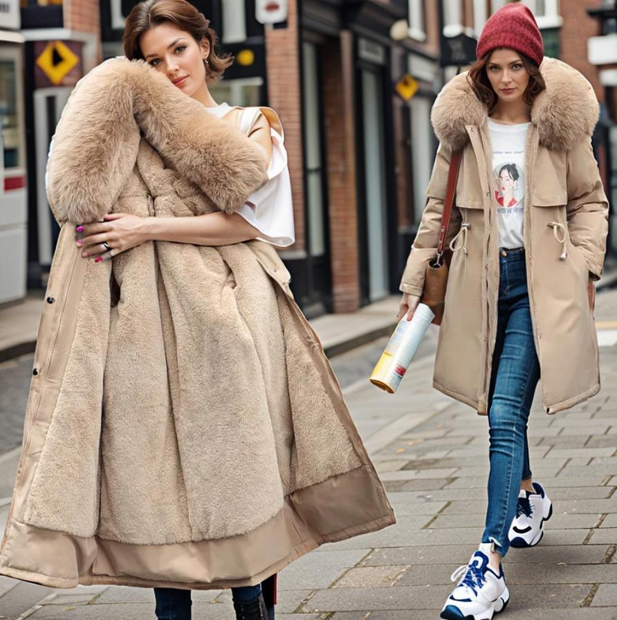 Manteau d'Hiver Femme Imperméable Capuche Fourrure Parka Longue Chaud - Hiverline