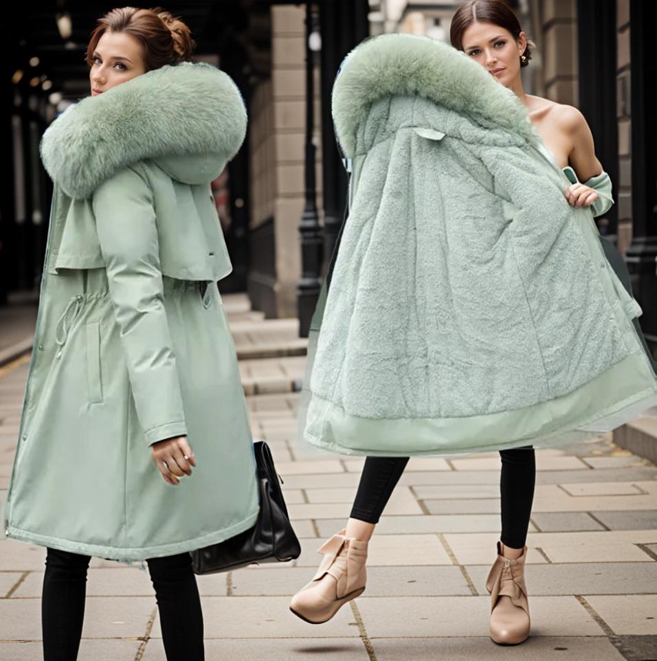 Manteau d'Hiver Femme Imperméable Capuche Fourrure Parka Longue Chaud - Hiverline