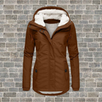 Manteau Femme à Capuche avec Doublure Bouclette et Fermeture Éclair - Hiverline