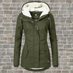 Manteau Femme à Capuche avec Doublure Bouclette et Fermeture Éclair - Hiverline