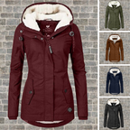 Manteau Femme à Capuche avec Doublure Bouclette et Fermeture Éclair - Hiverline