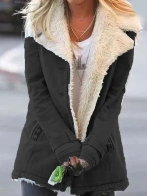 Manteau Femme à Col Sherpa et Doublure Intérieure Moelleuse - Hiverline