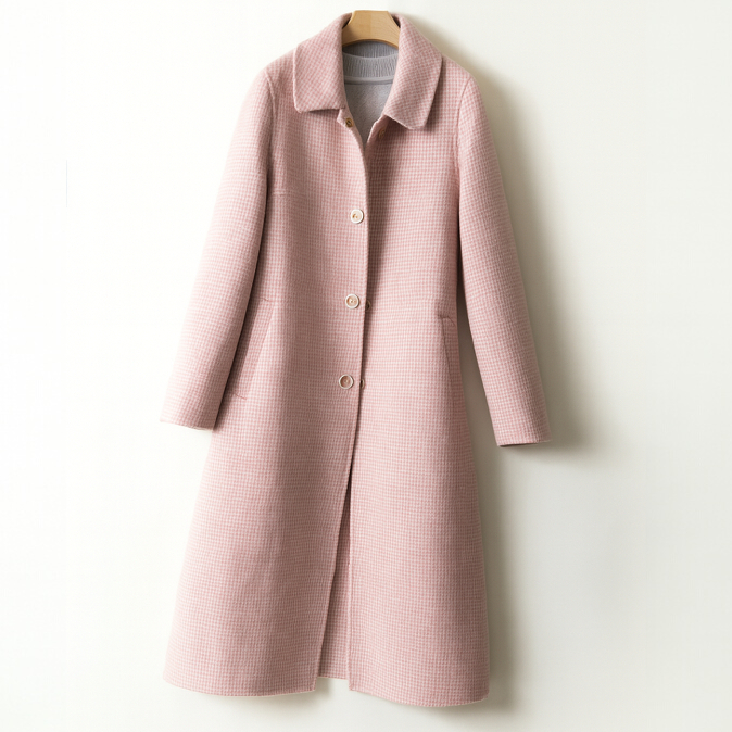 Manteau Femme à Motif Pied-de-Poule Col Revers - Hiverline