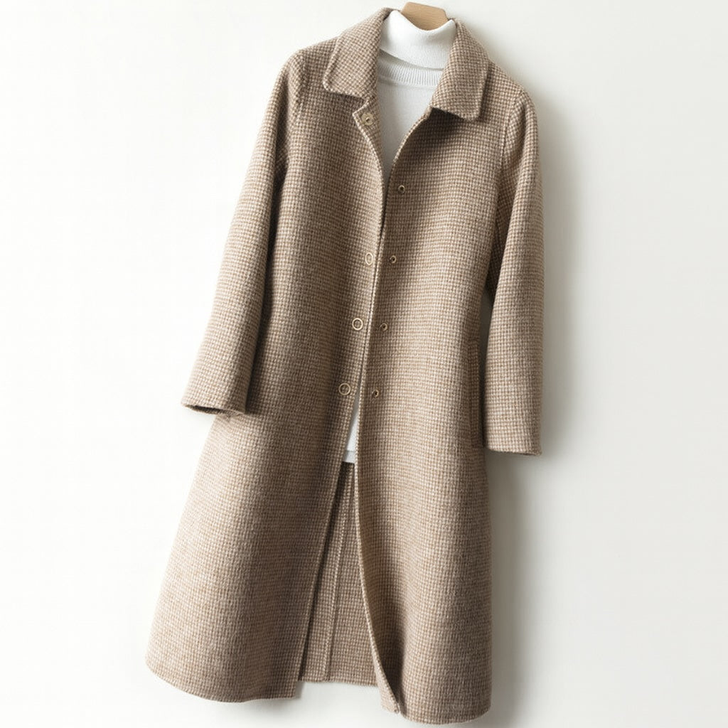 Manteau Femme à Motif Pied-de-Poule Col Revers - Hiverline