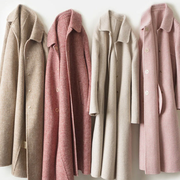 Manteau Femme à Motif Pied-de-Poule Col Revers - Hiverline