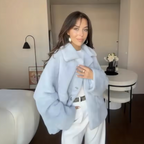 Manteau Femme Oversize en Laine Douce Coupe Cocon Hiver - Hiverline