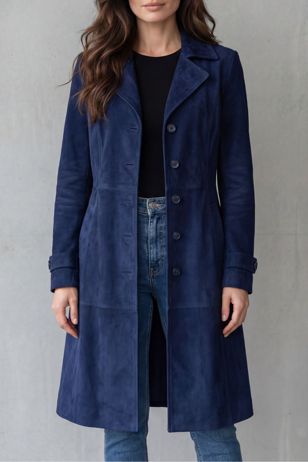 Manteau Long Femme à Col Revers et Fermeture Boutons - Hiverline