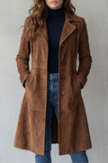 Manteau Long Femme à Col Revers et Fermeture Boutons - Hiverline