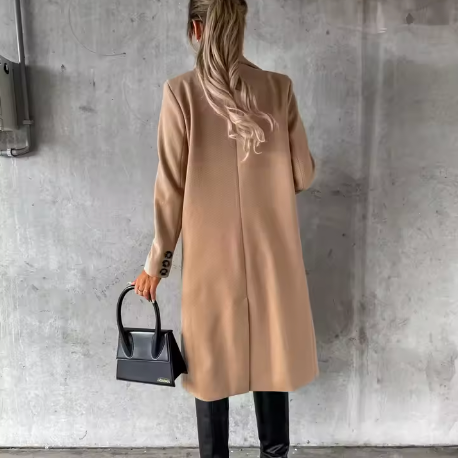 Manteau Long Femme Double Boutonnage Croisé Hiver Laine Camel - Hiverline
