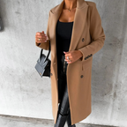 Manteau Long Femme Double Boutonnage Croisé Hiver Laine Camel - Hiverline