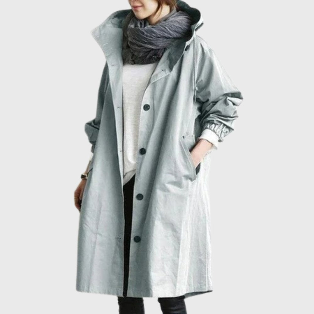 Manteau Long Imperméable à Capuche Femme Coupe Oversize Automne Hiver - Hiverline