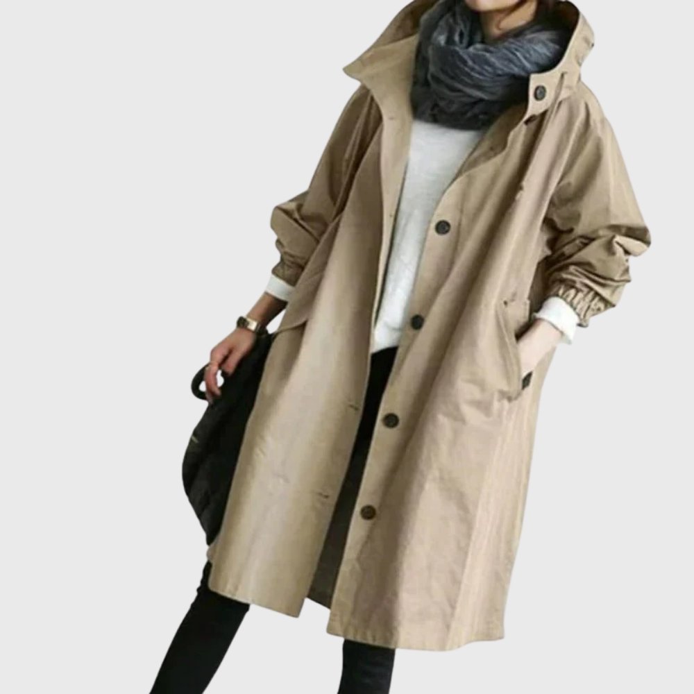 Manteau Long Imperméable à Capuche Femme Coupe Oversize Automne Hiver - Hiverline