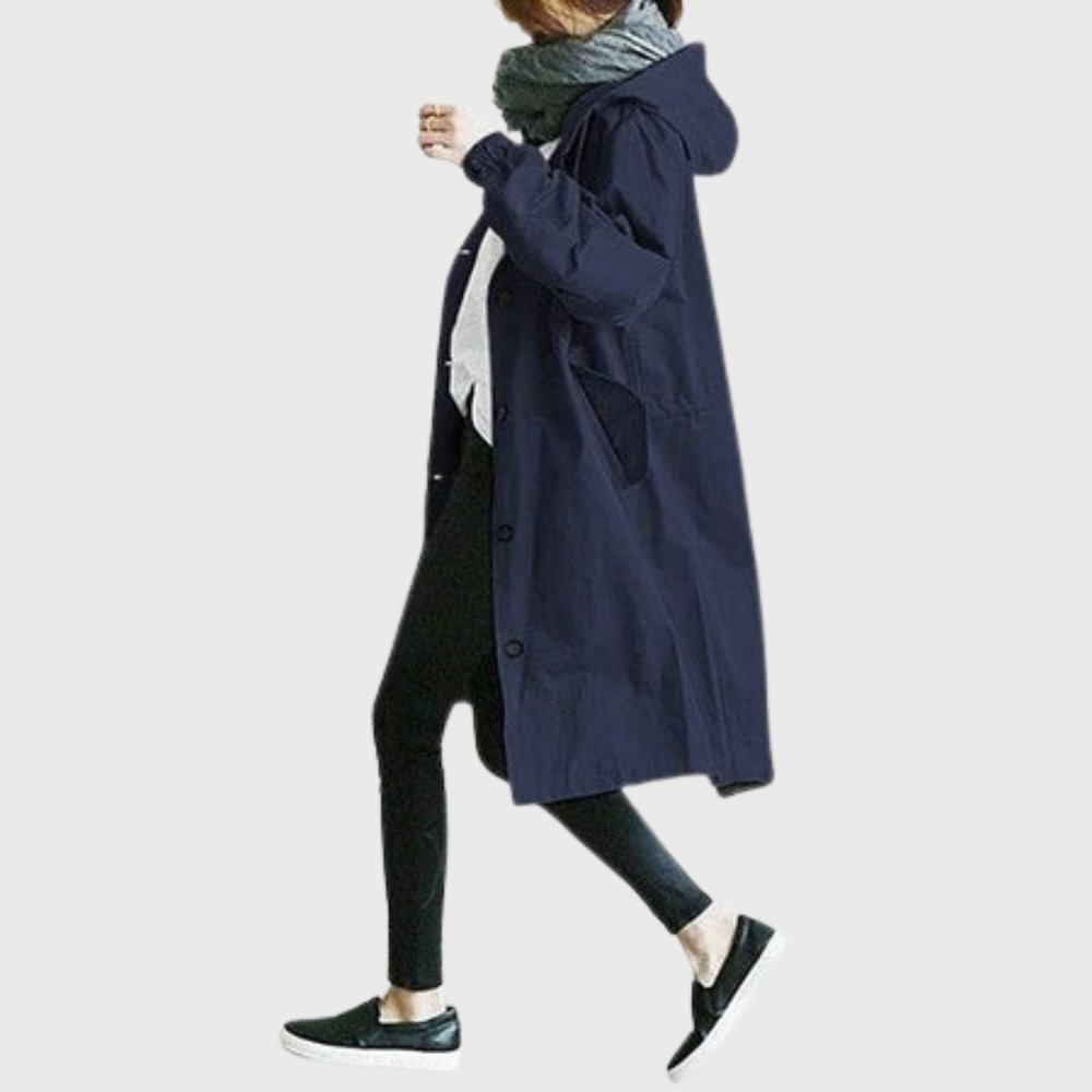 Manteau Long Imperméable à Capuche Femme Coupe Oversize Automne Hiver - Hiverline