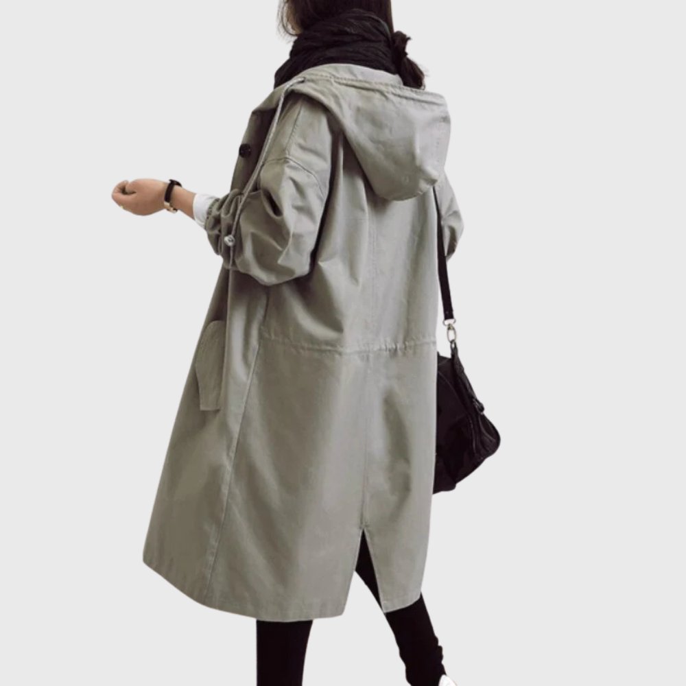 Manteau Long Imperméable à Capuche Femme Coupe Oversize Automne Hiver - Hiverline