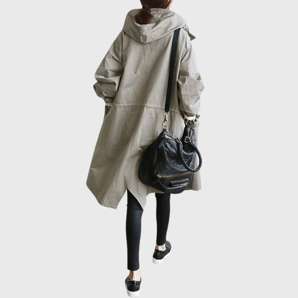 Manteau Long Imperméable à Capuche Femme Coupe Oversize Automne Hiver - Hiverline