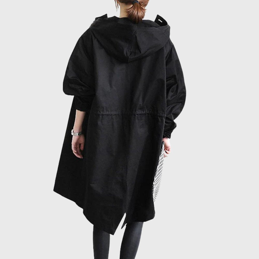 Manteau Long Imperméable à Capuche Femme Coupe Oversize Automne Hiver - Hiverline