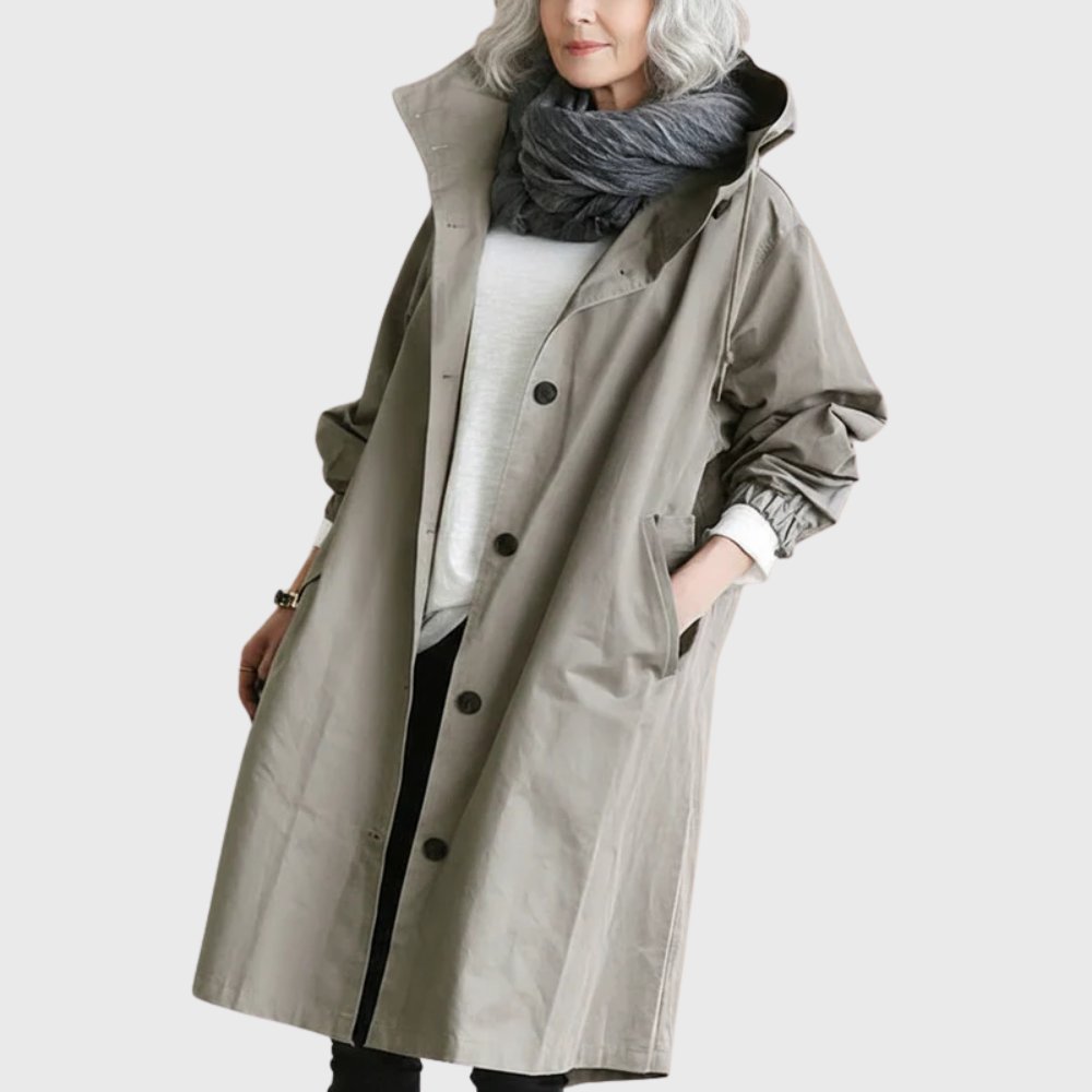 Manteau Long Imperméable à Capuche Femme Coupe Oversize Automne Hiver - Hiverline