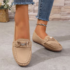 Mocassin femme plat bout arrondi ornement chaîne et strass - Hiverline