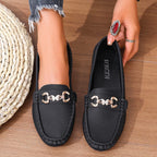 Mocassin femme plat bout arrondi ornement chaîne et strass - Hiverline