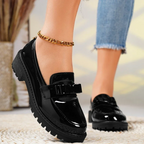 Mocassins Femme à Plateforme Slip-On Nœud Papillon Travail Casual Confort - Hiverline