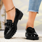 Mocassins Femme à Plateforme Slip-On Nœud Papillon Travail Casual Confort - Hiverline