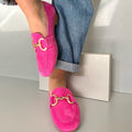 Mocassins Femme Slip-On Daim Détail Métallique Doré Bureau Quotidien Casual - Hiverline