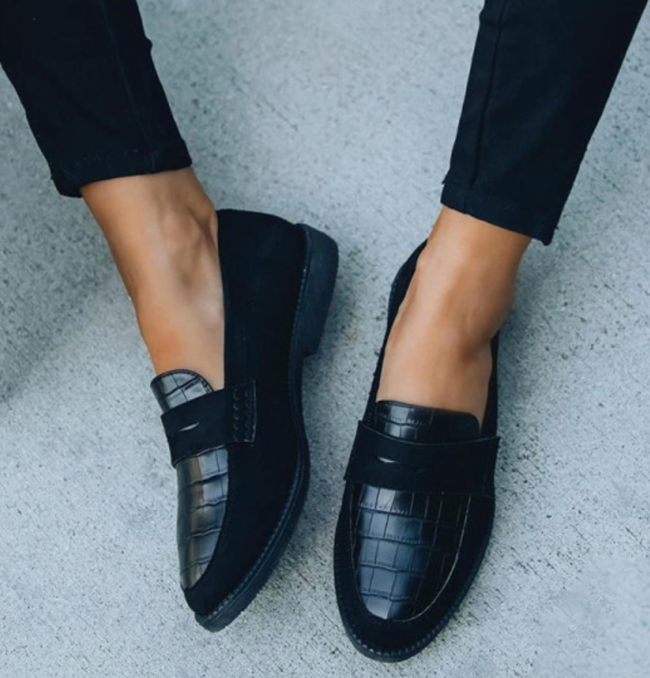 Mocassins Femme Texture Crocodile À Enfiler Semelle Rembourrée Bureau Casual - Hiverline
