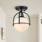 Moderne, plafonnier semi-encastré avec boule en verre opale