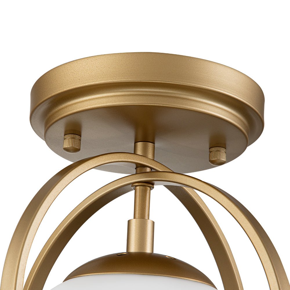 Moderne, plafonnier semi-encastré avec boule en verre opale
