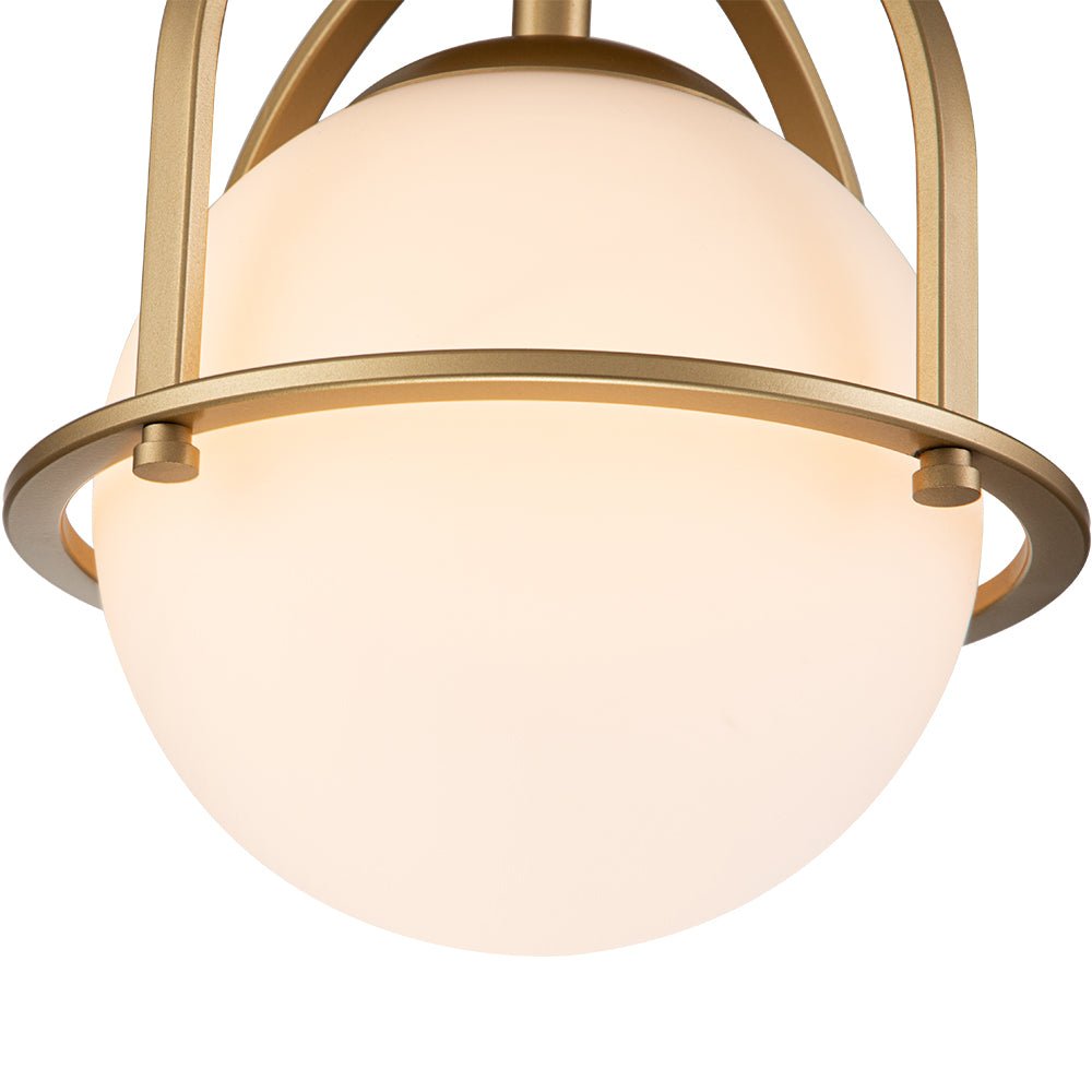 Moderne, plafonnier semi-encastré avec boule en verre opale