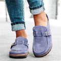Mules Femme en Suède à Boucle Semelle Liège Rétro Slip-On Casual Confort - Hiverline
