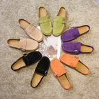 Mules Femme en Suède à Boucle Semelle Liège Rétro Slip-On Casual Confort - Hiverline