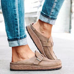 Mules Femme en Suède à Boucle Semelle Liège Rétro Slip-On Casual Confort - Hiverline