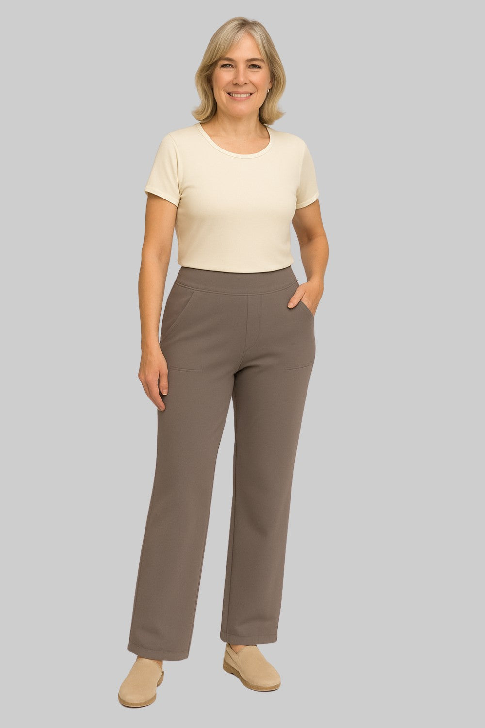Pantalon de Yoga Femme Taille Haute Jambe Large Poches Athleisure Casual - Hiverline