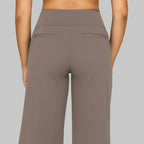 Pantalon de Yoga Femme Taille Haute Jambe Large Poches Athleisure Casual - Hiverline