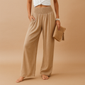 Pantalon Large Taille Haute Femme – Ceinture Smockée Fluide Casual Été - Hiverline