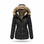 Parka d'Hiver Femme Matelassée Capuche Fourrure Doublure Sherpa Quatre Poches - Hiverline