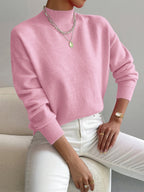 Pull Col Montant Femme Coupe Décontractée Manches Longues Tricot Casual Hiver - Hiverline