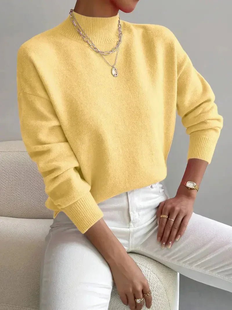 Pull Col Montant Femme Coupe Décontractée Manches Longues Tricot Casual Hiver - Hiverline