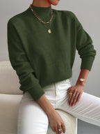 Pull Col Montant Femme Coupe Décontractée Manches Longues Tricot Casual Hiver - Hiverline
