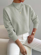 Pull Col Montant Femme Coupe Décontractée Manches Longues Tricot Casual Hiver - Hiverline