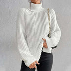 Pull Col Roulé en Tricot Oversize Femme Chunky Knit Pullover Hiver Casual - Hiverline