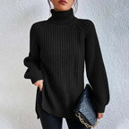 Pull Col Roulé en Tricot Oversize Femme Chunky Knit Pullover Hiver Casual - Hiverline