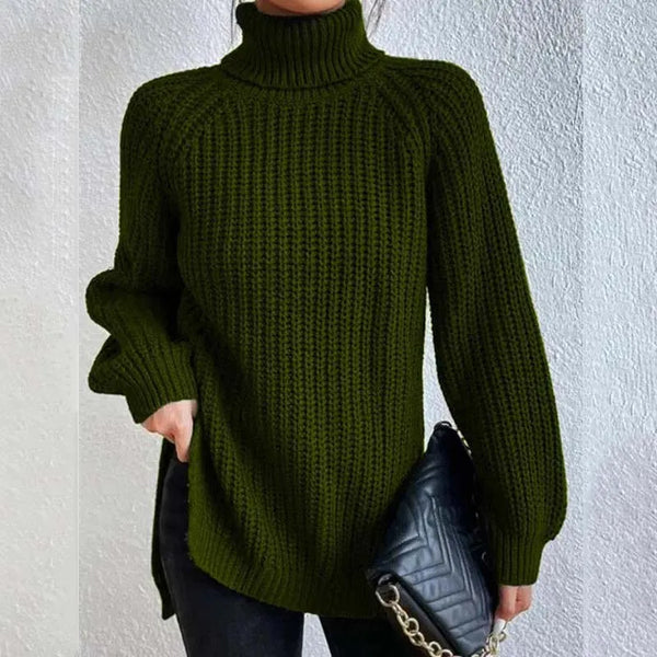 Pull Col Roulé en Tricot Oversize Femme Chunky Knit Pullover Hiver Casual - Hiverline