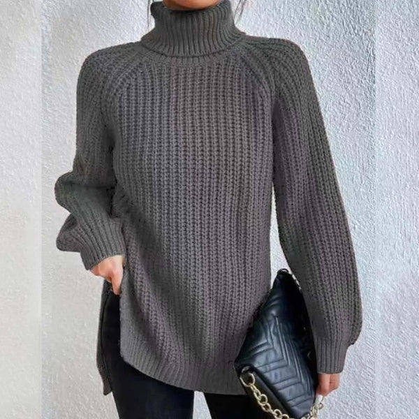 Pull Col Roulé en Tricot Oversize Femme Chunky Knit Pullover Hiver Casual - Hiverline