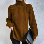 Pull Col Roulé en Tricot Oversize Femme Chunky Knit Pullover Hiver Casual - Hiverline