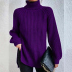 Pull Col Roulé en Tricot Oversize Femme Chunky Knit Pullover Hiver Casual - Hiverline