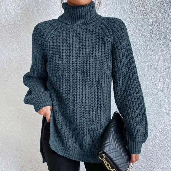 Pull Col Roulé en Tricot Oversize Femme Chunky Knit Pullover Hiver Casual - Hiverline